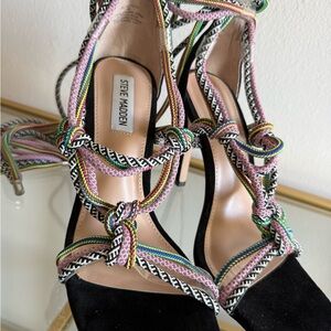 Steve Madden Black and Multicolor Strappy Heels